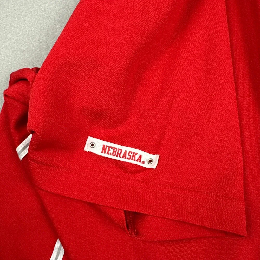 Vintage Nebraska Cornhuskers Polo Shirt Men Large Red Nike Team NCAA 90s L